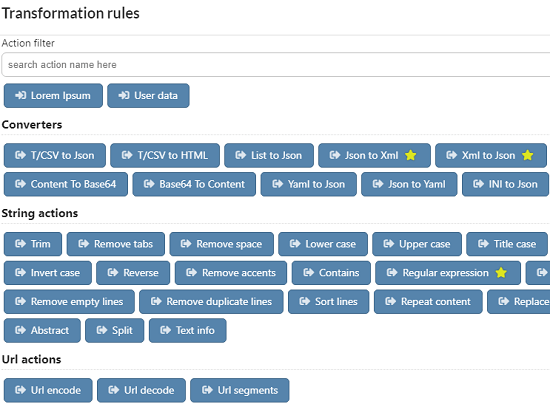 Online Text Transformation Tool with Conversion, Parsing Features