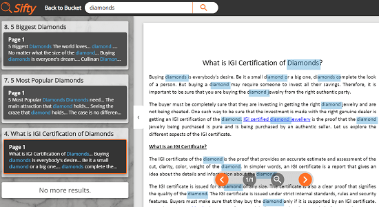 Sifty serach in multiple documents