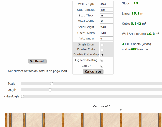 Wall Framing Calculator- Single Wall