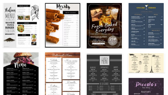 create restaurant menu card