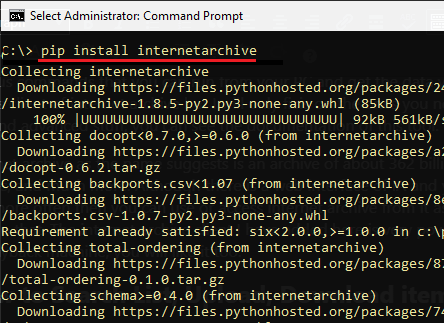 install pip internet archive