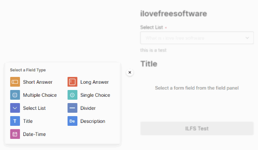 select field type to build form