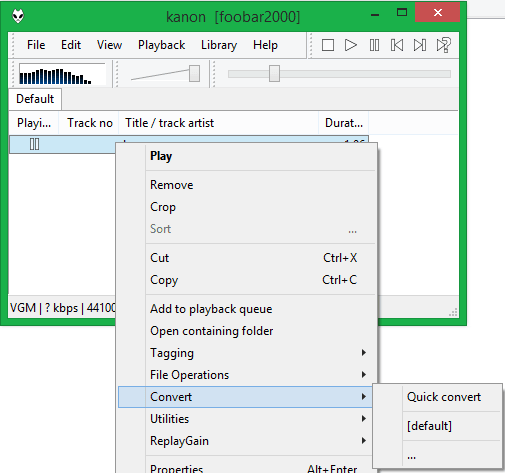 Foobar2000 Convert Option