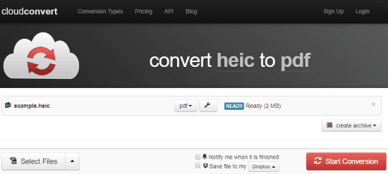 Online HEIC to PDF converter