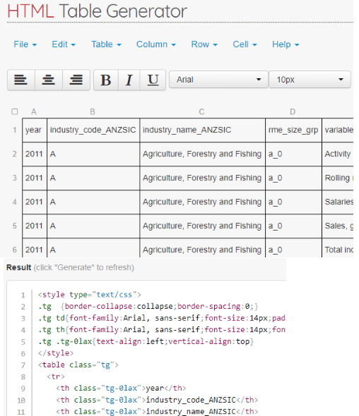 Tables Generator