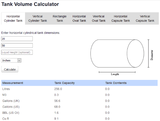 Tank Volume Calculator