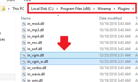 Winamp VGM plugin installation