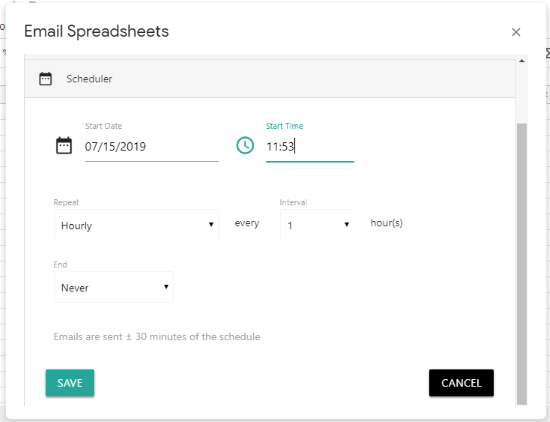 email spreadsheets