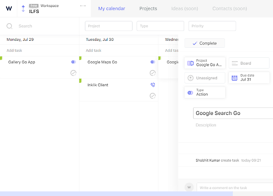 project management with personal time management - calendar