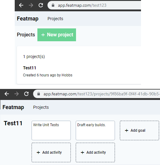 Featmap create projects, add backlogs