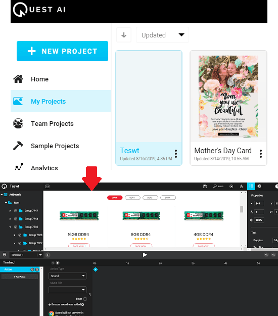 Quest AI dashboard