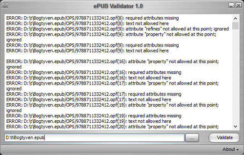 ePUB Validator in action