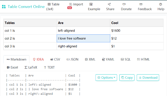 tableconvert.com website interface