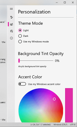 theme mode in notepads