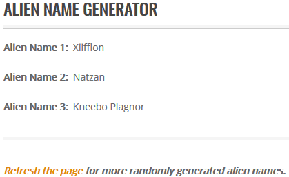 SciFi Ideas Alien Name Generator