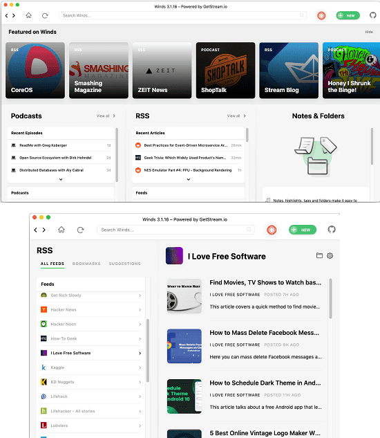 Winds Free MACOS RSS Feed Reader