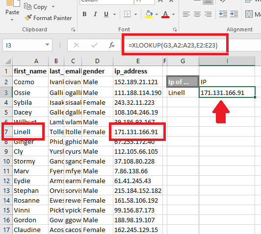 XLookup in action