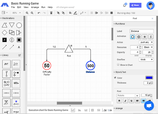 browser-based game design tool interface