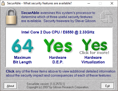 check hardware virtualization support with SecurAble