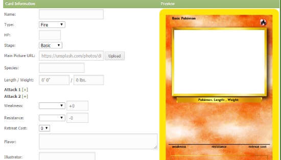 create pokemon card online