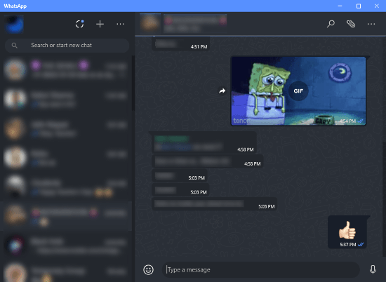 dark mode on WhatsApp desktop client