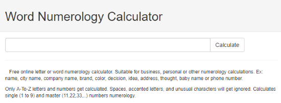 online word numerology calculator