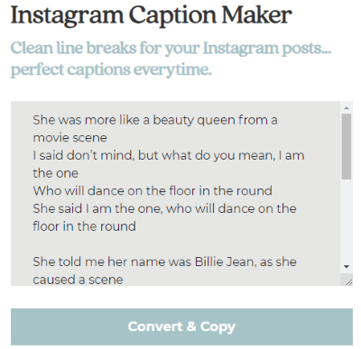 Online Instagram caption generator