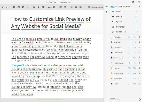 content text composition