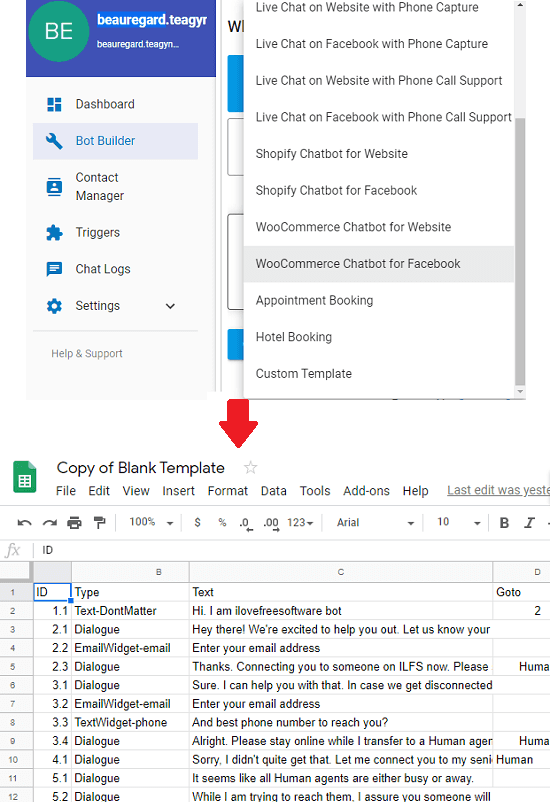 Hybrid Chat Google Sheet Template