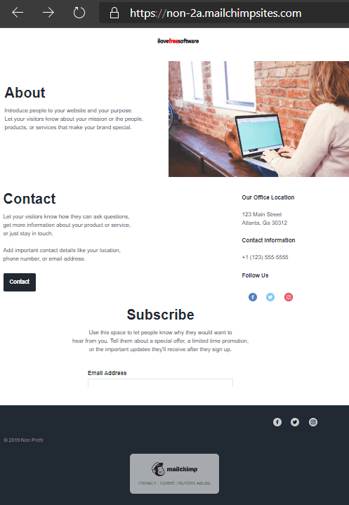 MailChimp Website Preview