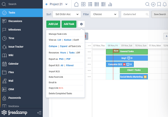 Freedcamp change the task view mode