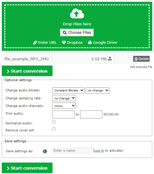 convert stereo to mono online with online-covert