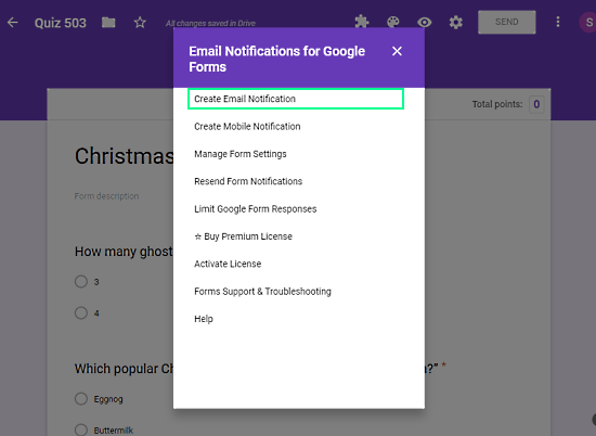 create google forms response notifications