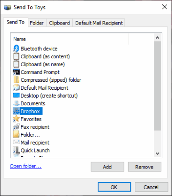Add Dropbox to the send to list