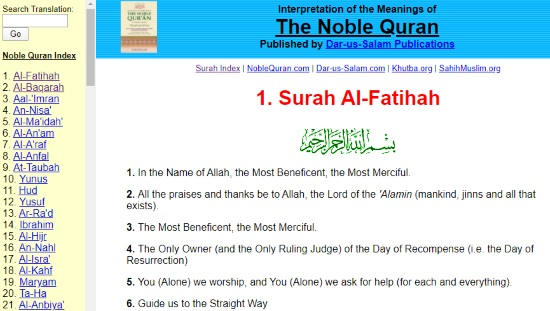 Quran translation in English