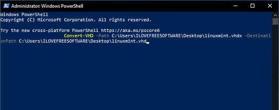 Convert Hyper-V VHDX file to VHD using PowerShell