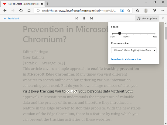  Immersive Reader mode in Microsoft Edge Chromium, 3