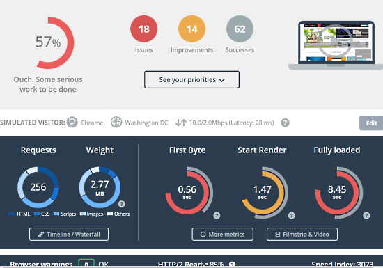 measure ttfb of website - dareboost