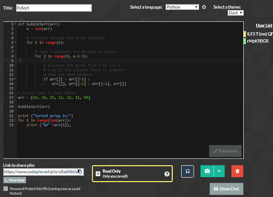 Free Real-time Code Sharing Platform with Snapshot Versioning