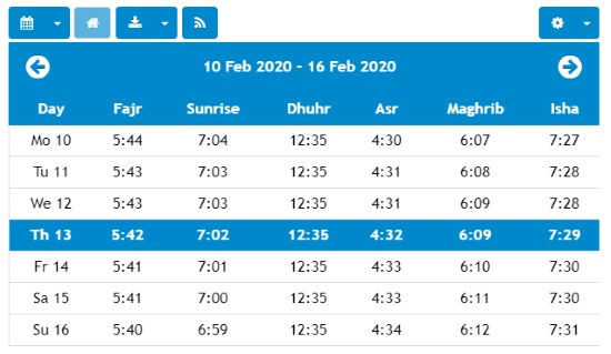 see Islamic prayer times online