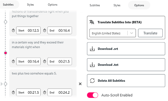 generate video captions and translate to multiple languages