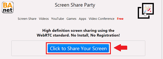 Screen sharing button