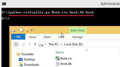 csv2sqlite in action