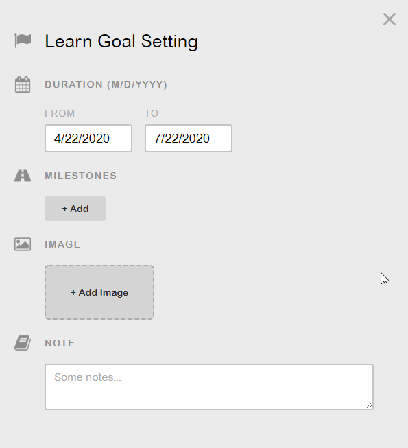 Create a goal in GoalMap