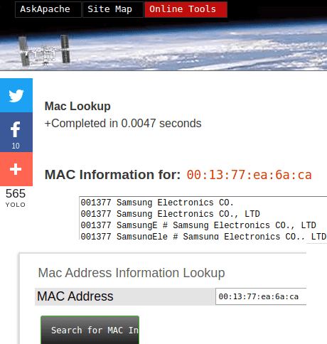 MAC Address Lookup Tool by AskApache 7