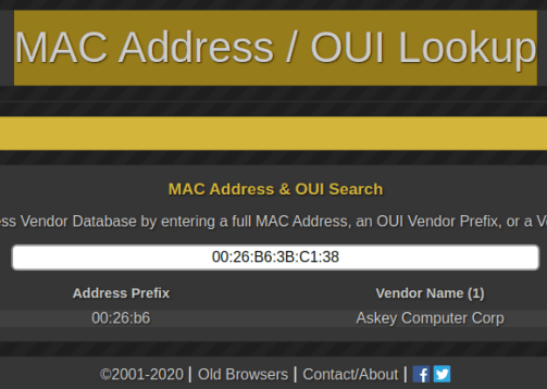 MAC Address Lookup by Whatsmyip 9