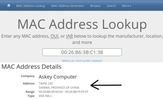 MAC Vendor Lookup 1
