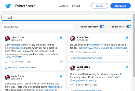 Search Your Twitter History to find tweets, retweets