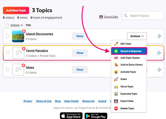 video response to flipgrid topics