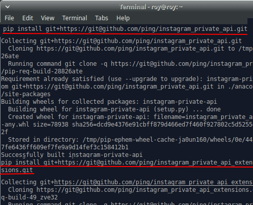 pip install instagram api modules